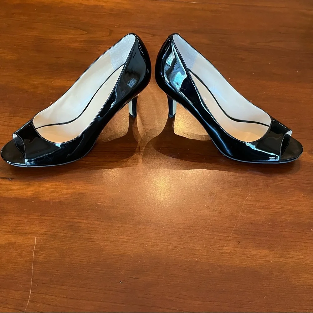 Cole Haan Heels Air Lainey Black Patent Peep Toe Pump Ladies dress shoes 7.5 B